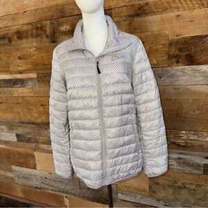 Sportscaster ultra lightweight Packable grey diamond
 down stadium jacket sz S